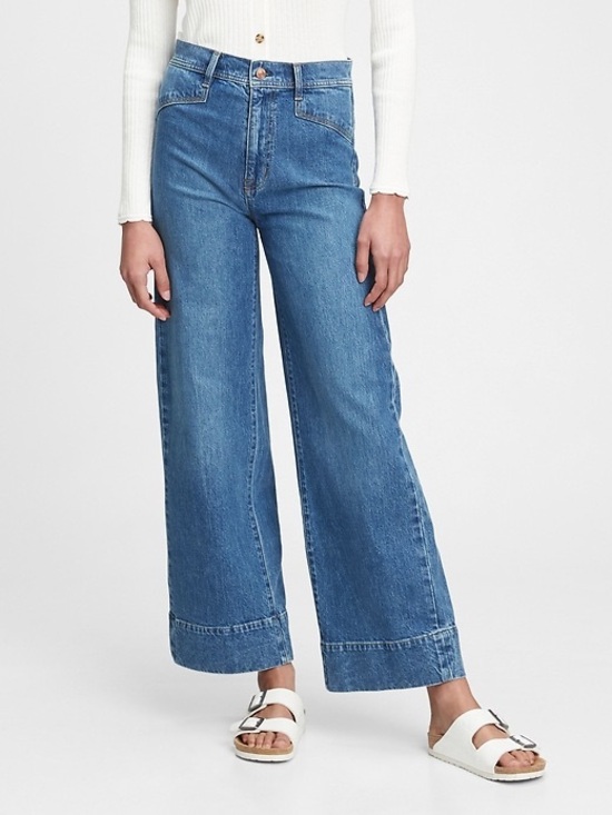 GAP Denim - GAP Sky High Wide Leg Jeans 30/ 10 R Denim Blue Crop Classic Minimalist